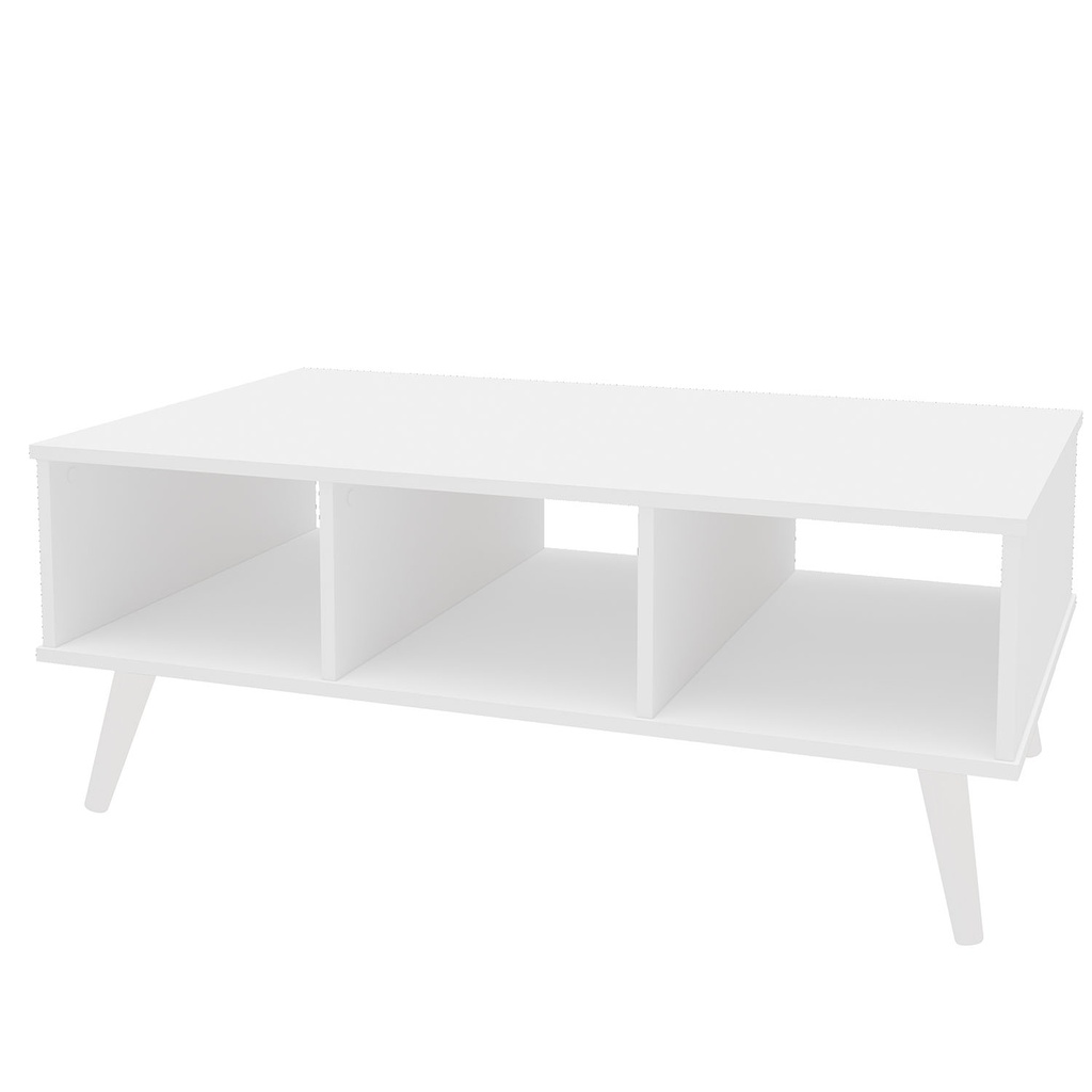 Mesa de Centro Osasco Blanco  - Madera Aglomerada y Patas en Madera
