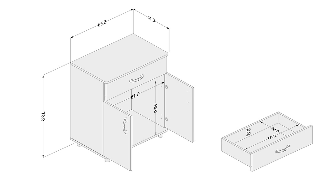 GABINETE ITAIM - 1 CAJON, BLANCO