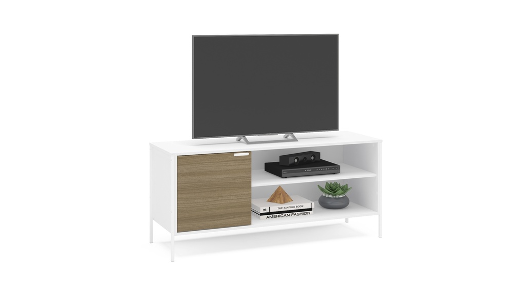 MESA PARA LCD - RACK MAIORCA 135 CM - BLANCO/CASTANO