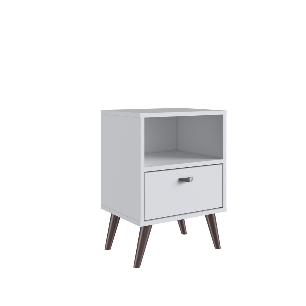 MESITA DE NOCHE CON ESTANTE Y 01 CAJÓN BLANCO