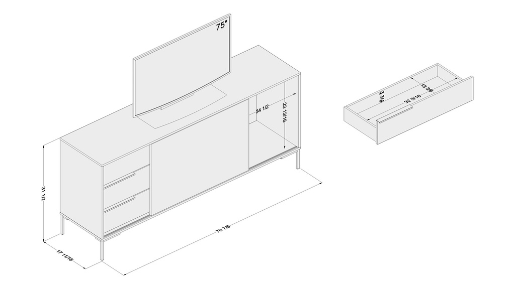 CREDENZA - APARADOR DENVER IMBUIA/NEGRO