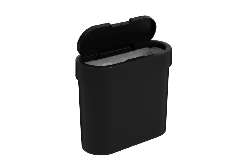 Basurero Apertura C/Boton de Plastico 2,80L Flat Negro