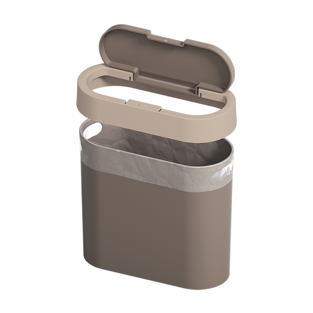 Basurero Apertura C/Boton de Plastico 2,80L Flat Warm Gray + Light Gray