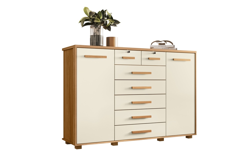 GAVETERO 8 GAVETAS + 2 PUERTAS FONTANA ROBLE GRIFE/OFF WHITE