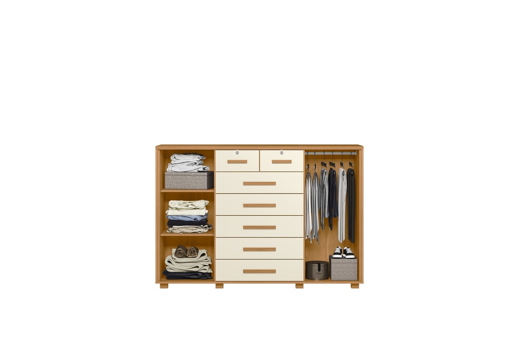GAVETERO 8 GAVETAS + 2 PUERTAS FONTANA ROBLE GRIFE/OFF WHITE