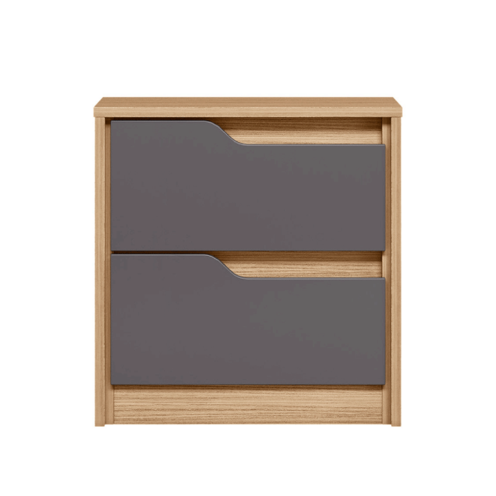 MESA DE NOCHE 2 GAVETAS DOBLE NATURE/TITANIUM (FLEX)
