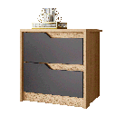 MESA DE NOCHE 2 GAVETAS DOBLE NATURE/TITANIUM (FLEX)