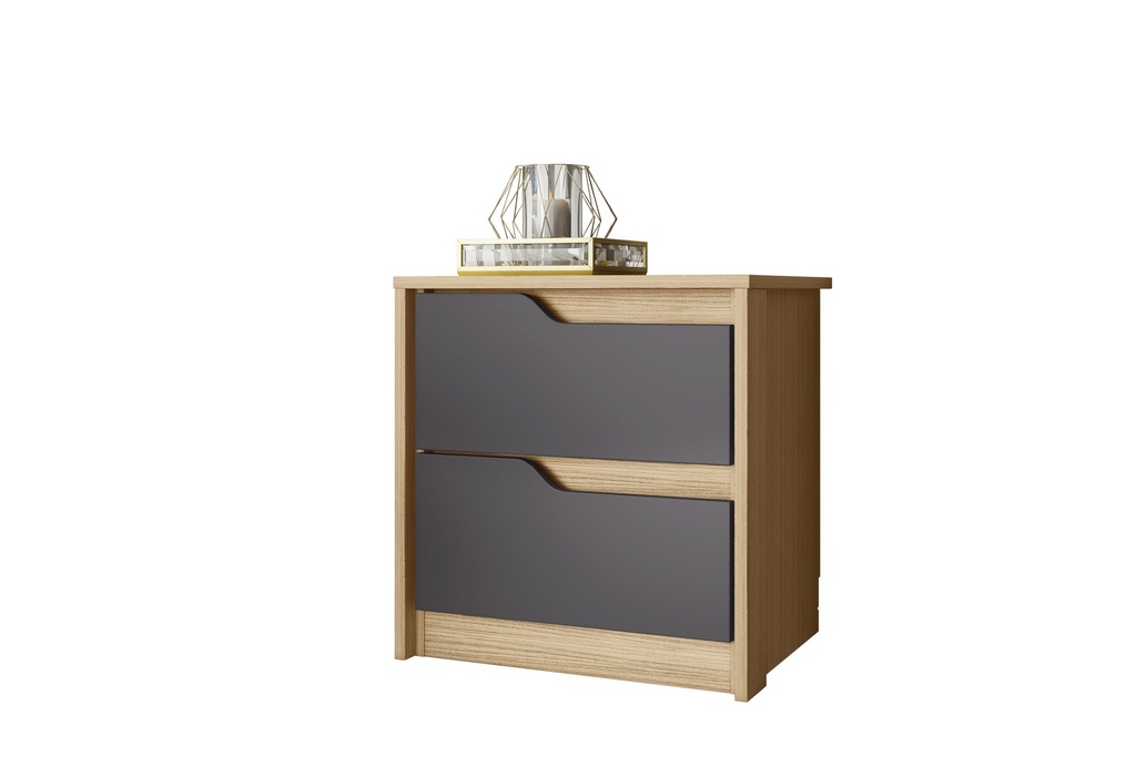 MESA DE NOCHE 2 GAVETAS DOBLE NATURE/TITANIUM (FLEX)