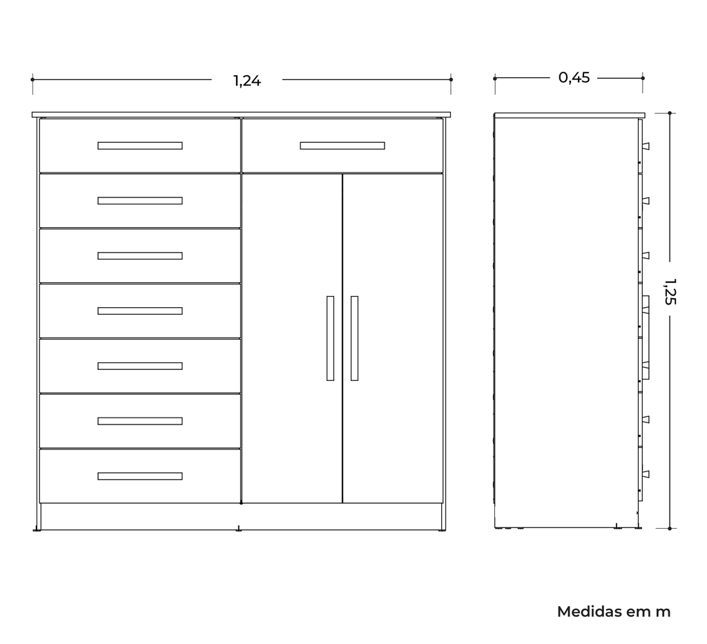 GAVETERO 8 GAVETAS + 2 PUERTAS NEW VERONA ROBLE GRIFE/OFF WHITE
