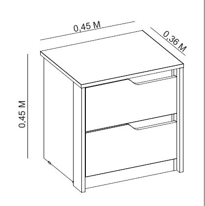 MESA DE NOCHE 2 GAVETAS DOBLE ROBLE GRIFE/OFF WHITE (FLEX)