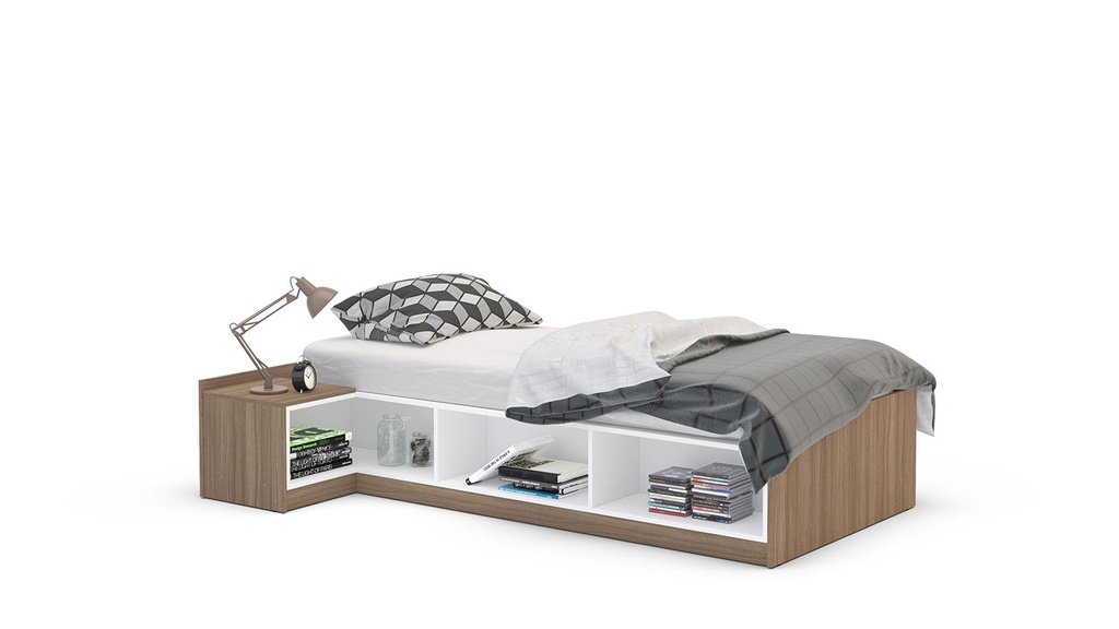 CAMA CANADA C/ MESA DE NOCHE MDP CASTANHO UV TEX /BRANCO UV TEX