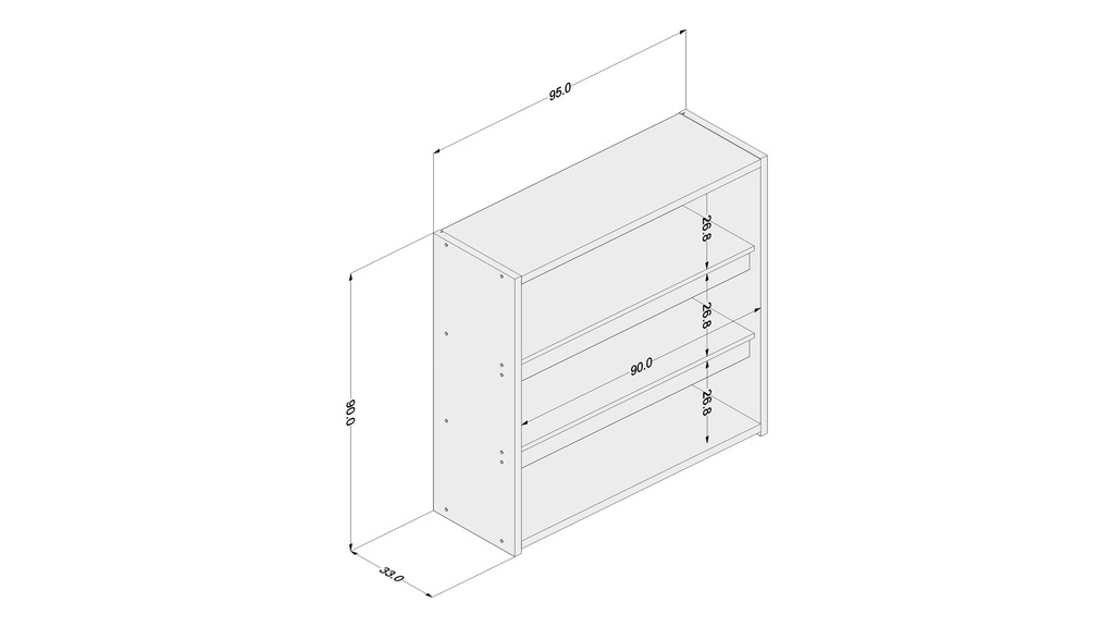 ESTANTE SHANTOU 3 ESPACIOS MDP BRANCO BP /LEGNO SALINAS FF