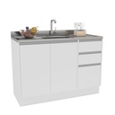 MUEBLE PARA COCINA MALI 2 PUERTAS + 3 GAVETAS 830X1200X510 MDP BRANCO UV TEX