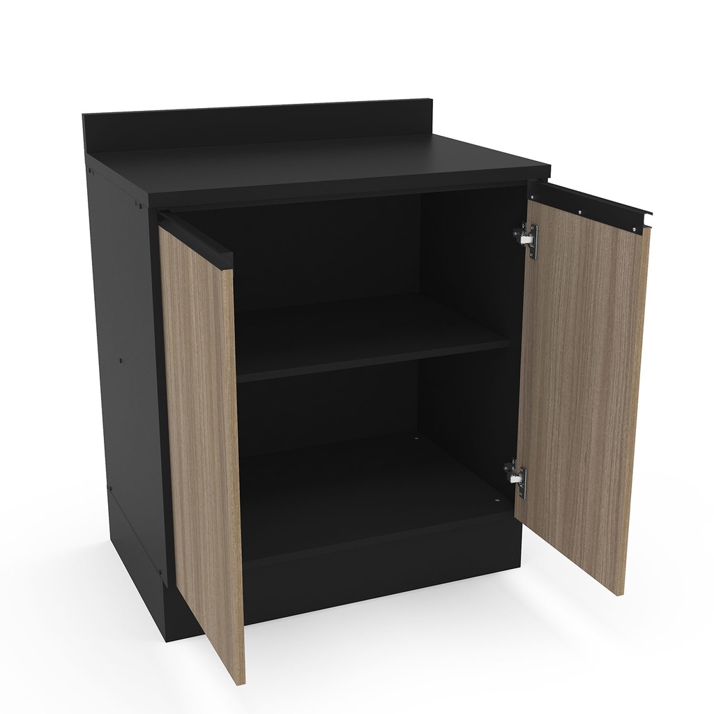 MUEBLE PARA COCINA MALI 2 PUERTAS NEGRO 855X766X518 MDP PRETO UV TEX /CASTANHO UV TEX