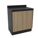 MUEBLE PARA COCINA MALI 2 PUERTAS NEGRO 855X766X518 MDP PRETO UV TEX /CASTANHO UV TEX