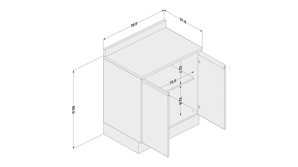 MUEBLE PARA COCINA MALI 2 PUERTAS NEGRO 855X766X518 MDP PRETO UV TEX /CASTANHO UV TEX