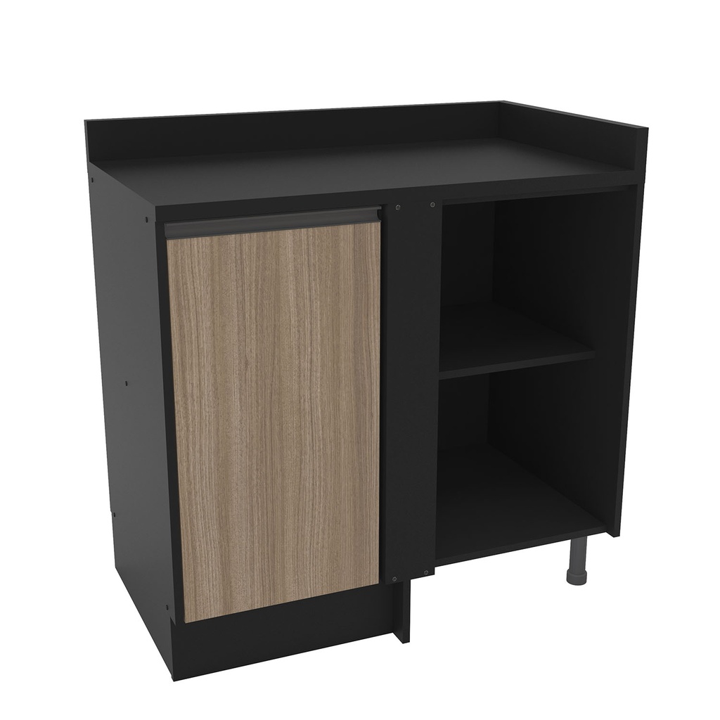 MUEBLE PARA COCINA MALI 930X900X518 MDP PRETO UV TEX/CASTANHO UV TEX