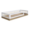 CAMA SOLTEIRO MONTESSORI CHAO LINEA AFFETO AVEIRO OAK CON BRANCO