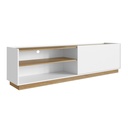 MESA PARA LCD - RACK ASTI CON PORTA BASCULANTE BRANCO CON OAK