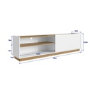 MESA PARA LCD - RACK ASTI CON PORTA BASCULANTE BRANCO CON OAK