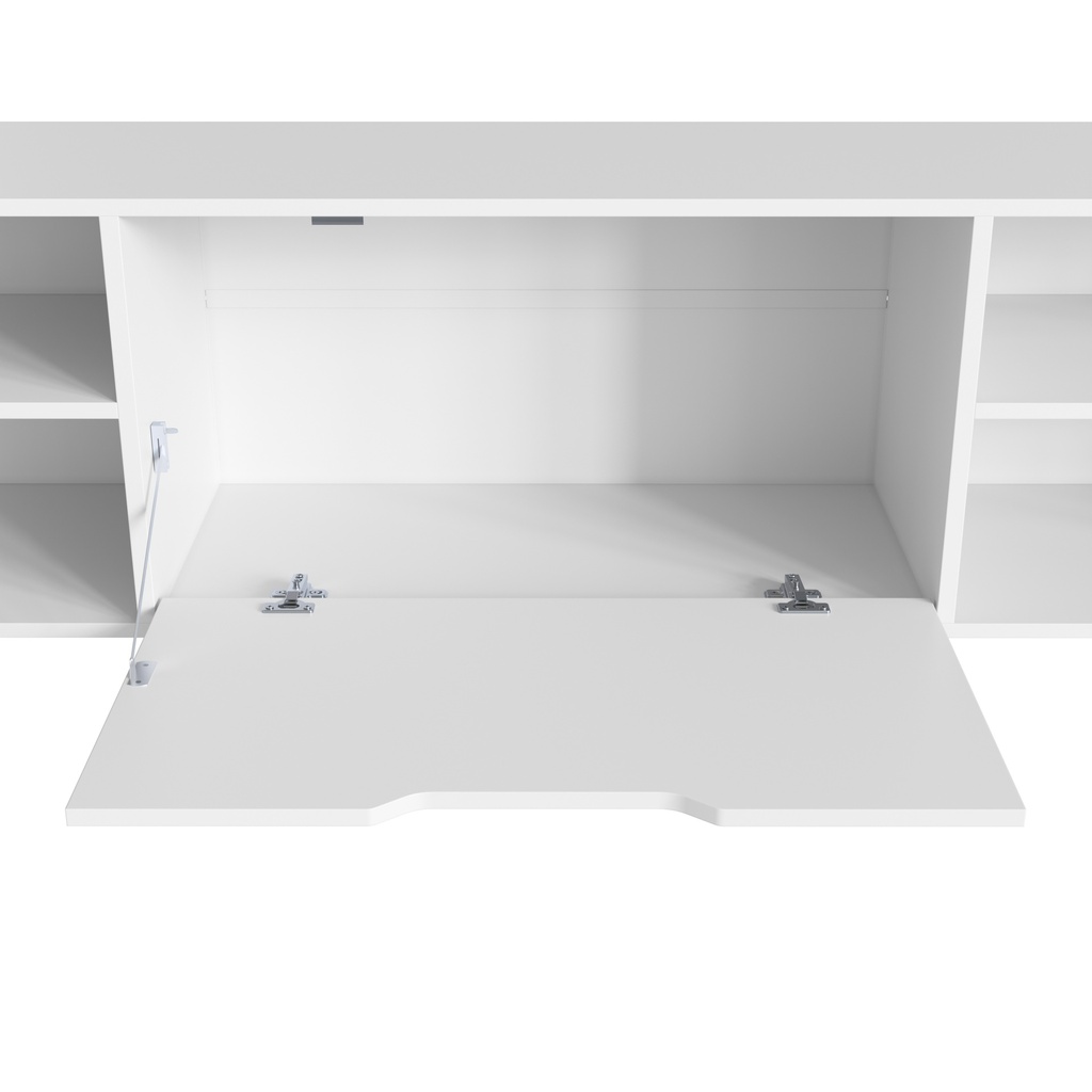 MESA PARA LCD - RACK PESARO CON PORTA BASCULANTE BLANCO