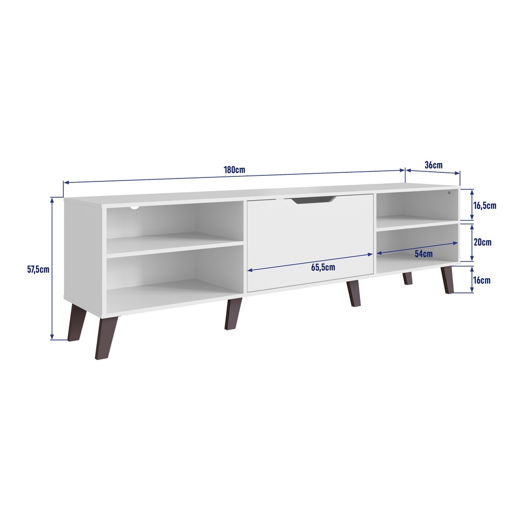 MESA PARA LCD - RACK PESARO CON PORTA BASCULANTE BLANCO