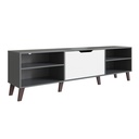 MESA PARA LCD - RACK PESARO CON PORTA BASCULANTE GRAFITE COM BLANCO
