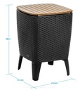 MESA HIELERA CON CAPACIDAD PARA 28 LITROS, COLOR TABACO, ALTO 58 CM, ANCHO 41.5 CM, LARGO 41.5 CM