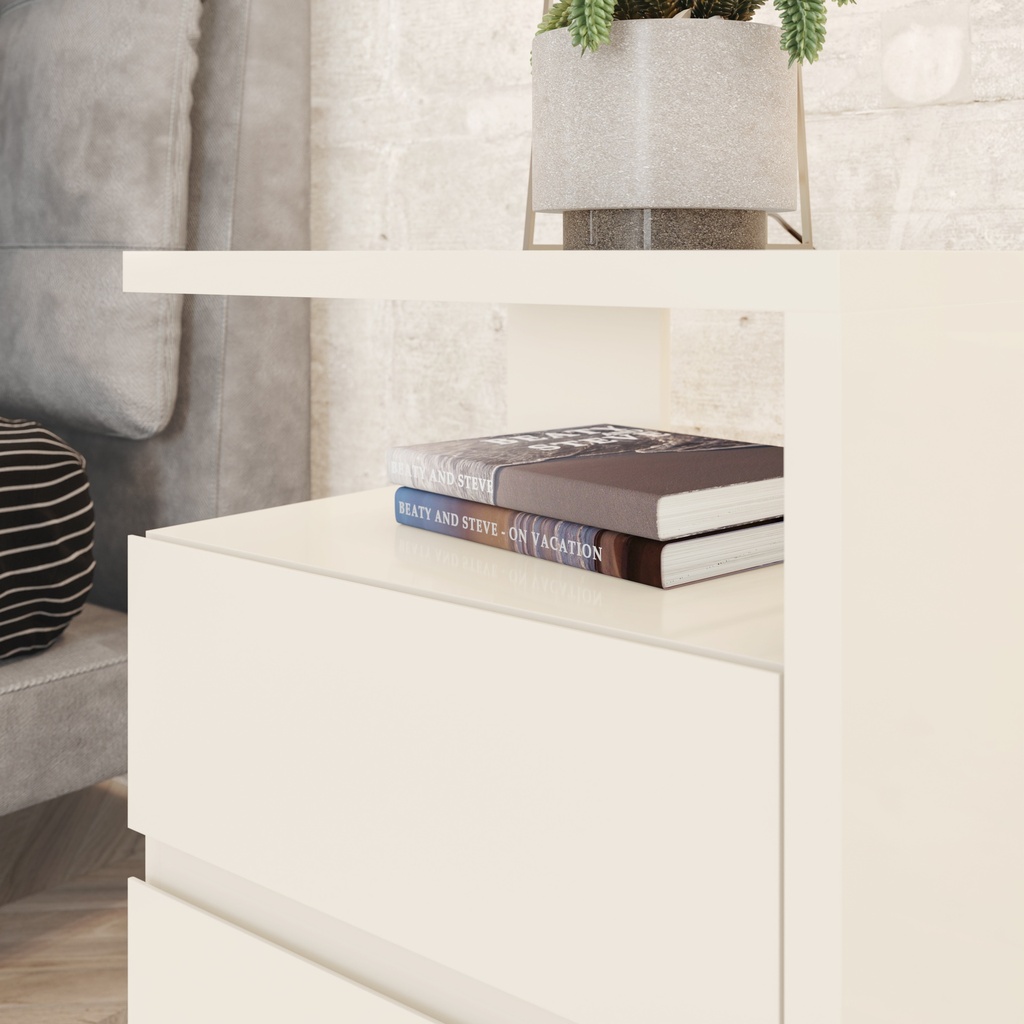 MESA DE NOCHE CAMPECHE 02 CAJONES OFF WHITE