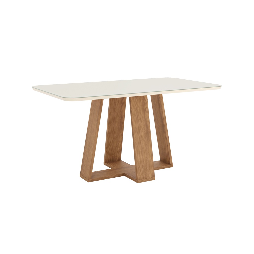 COMEDOR LINS 1600 MM CANTO ARREDON C/VIDRO NATURE/OFF WHITE