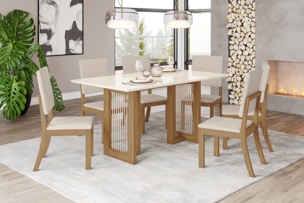 COMEDOR YARA 1600MM NATURE/OFF WHITE
