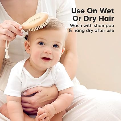 Keababies Juego De Cepillo Y Peine De Pelo De Bebé (Nogal), Color: Nogal