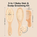 Keababies Juego De Cepillo Y Peine De Pelo De Bebé (Nogal), Color: Nogal