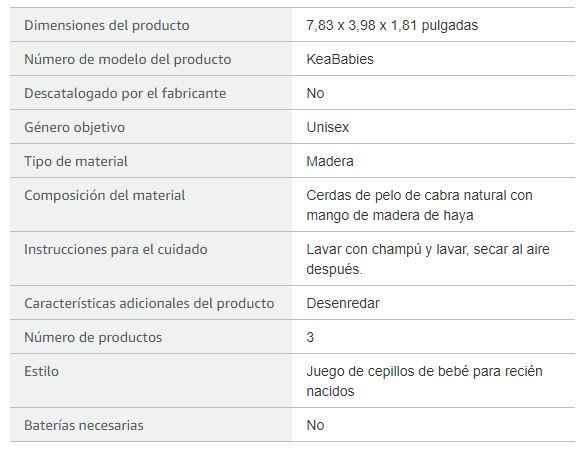 Keababies Juego De Cepillo Y Peine De Pelo De Bebé (Nogal), Color: Nogal