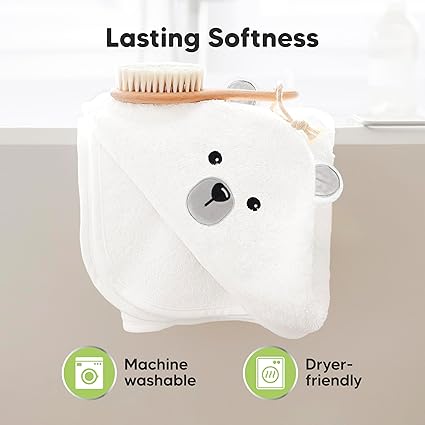 Keababies Cuddle Toalla con capucha de bambú orgánico para bebé (oso), tamaño: regular / color: oso