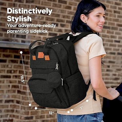 Keababies Mochila de pañales Rove (Trendy Black), Color: Trendy Black