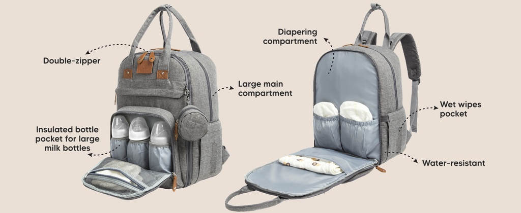 Keababies Mochila de pañales Rove (Trendy Black), Color: Trendy Black