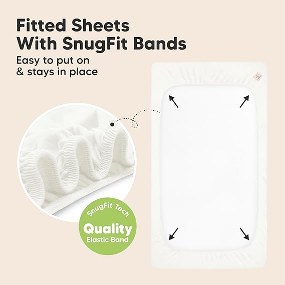 Keababies Sábanas de cuna ajustadas de bambú suave (blanco suave), color: blanco suave