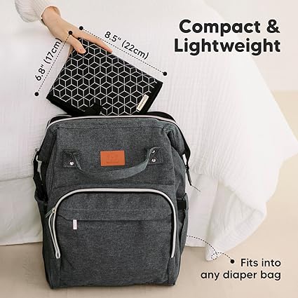 Keababies Alfombrilla para cambiar pañales Swift (Negro Geo), Color: Negro Geo