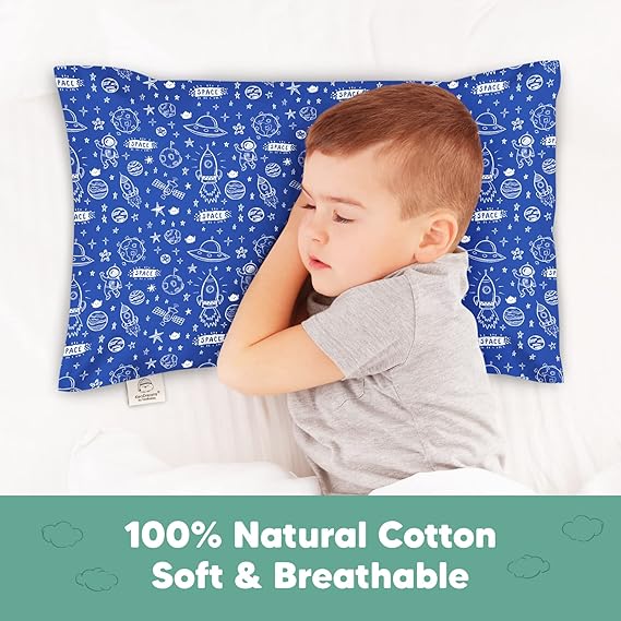 Keababies Almohada para niños pequeños con funda de almohada (Off To Space), Color: Off To Space