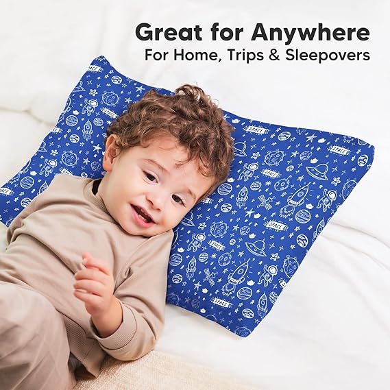 Keababies Almohada para niños pequeños con funda de almohada (Off To Space), Color: Off To Space