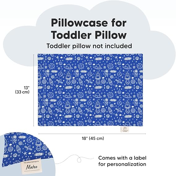 Keababies Almohada para niños pequeños con funda de almohada (Off To Space), Color: Off To Space
