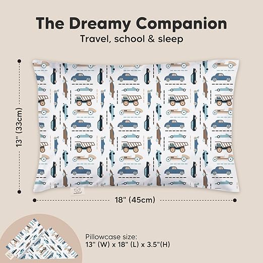 Keababies Almohada para niños pequeños con funda de almohada (Vroom), color: Vroom