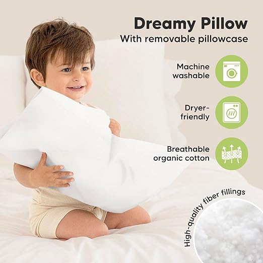 Keababies Almohada para niños pequeños con funda de almohada (blanco suave), color: blanco suave