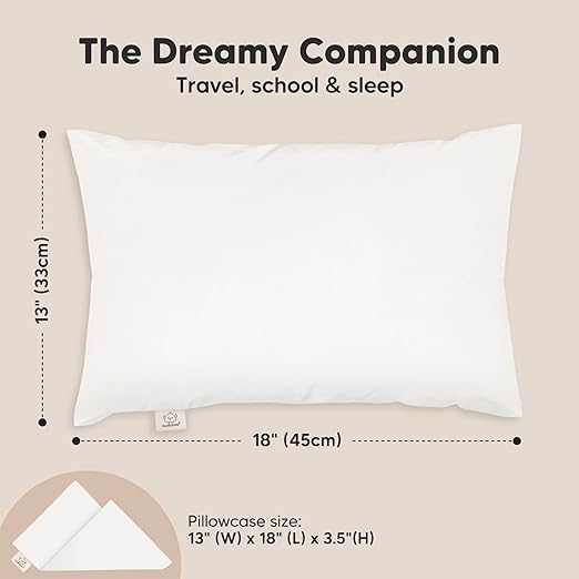 Keababies Almohada para niños pequeños con funda de almohada (blanco suave), color: blanco suave