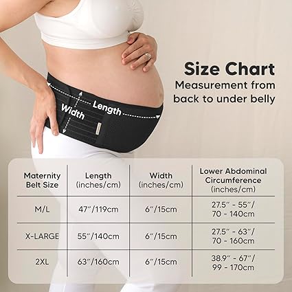 Keababies Cinturón de soporte para embarazadas Ease (Midnight Black), Talla: M/L / Color: Midnight Black