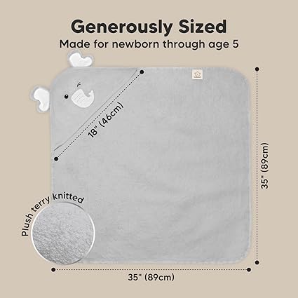 Keababies Cuddle Toalla con capucha de bambú orgánico para bebé (elefante), color: elefante