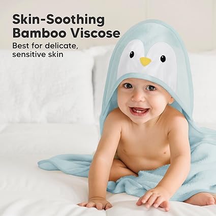 Keababies Cuddle Toalla con capucha de bambú orgánico para bebé (pingüino), Estilo: Pingüino