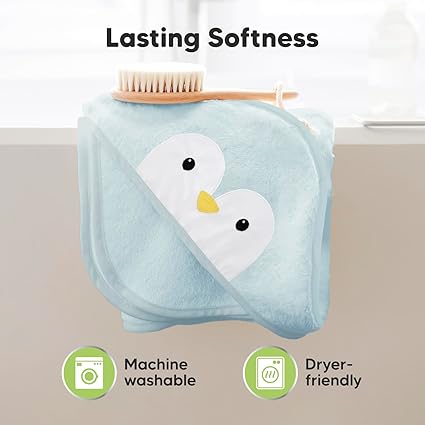 Keababies Cuddle Toalla con capucha de bambú orgánico para bebé (pingüino), Estilo: Pingüino