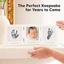 Keababies Fond Clean Touch Inkless Hand And Footprint Frame (Blanco/Dorado), Color: Blanco/Dorado